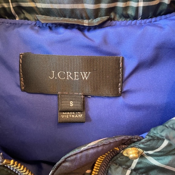 J. Crew Puffer Vest Women's Size S Quilted Stewart Tartan Plaid Pockets Full Zip - Picture 7 of 11